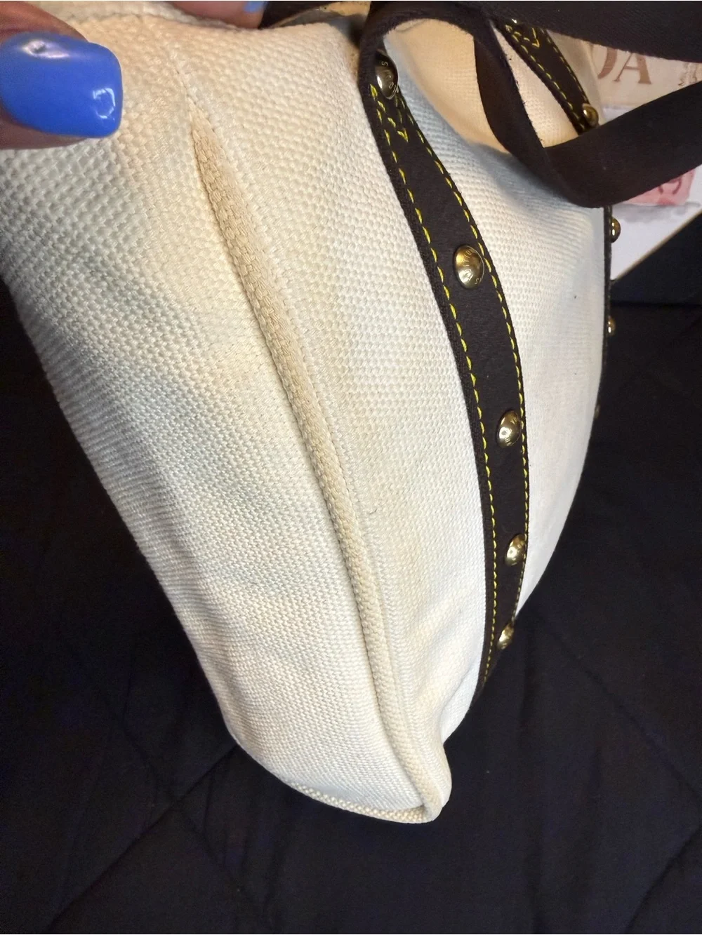 Louis Vuitton Antigua Cabas MM Authentic Canvas Tote Bag – White & Brown - Picture 9 of 16